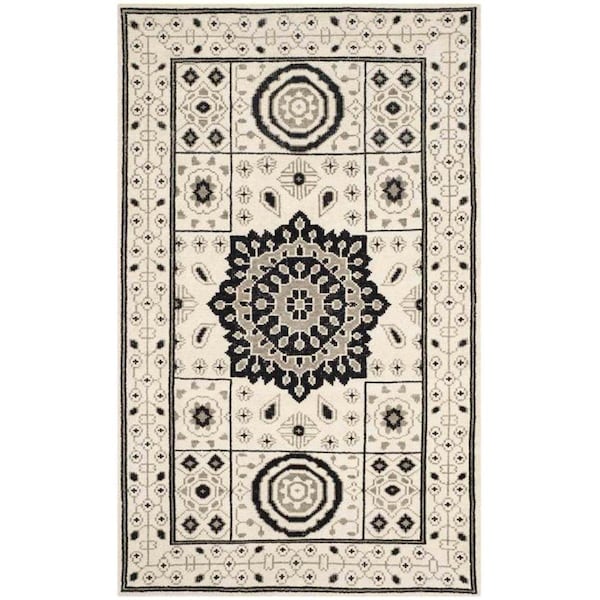 Safavieh 5 x 8 ft. Medium Rectangle Kenya Hand Knotted RugIvory & Grey KNY625A-5 - main